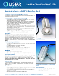 Thumbnail of document Data Sheet - Lumiglas Stainless Steel Luminaire Series USL 15/35